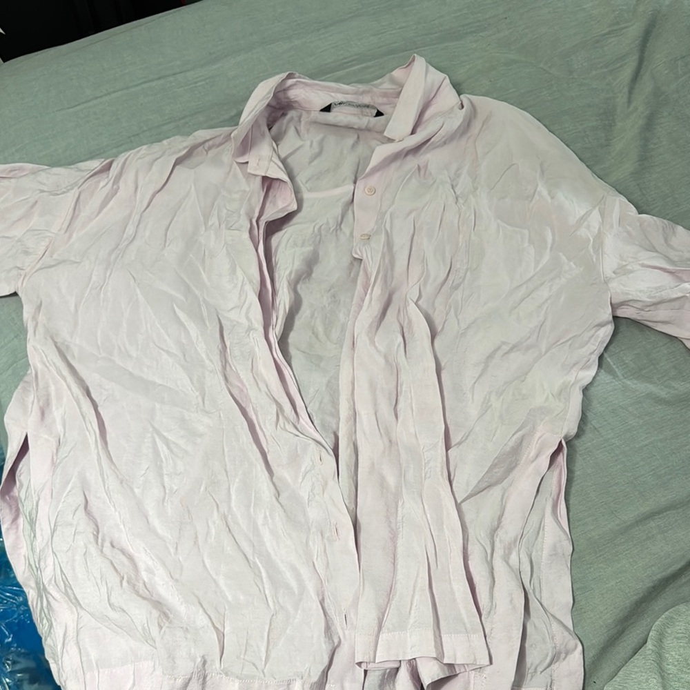 Zara Tan Long Sleeve Button Down Shirt